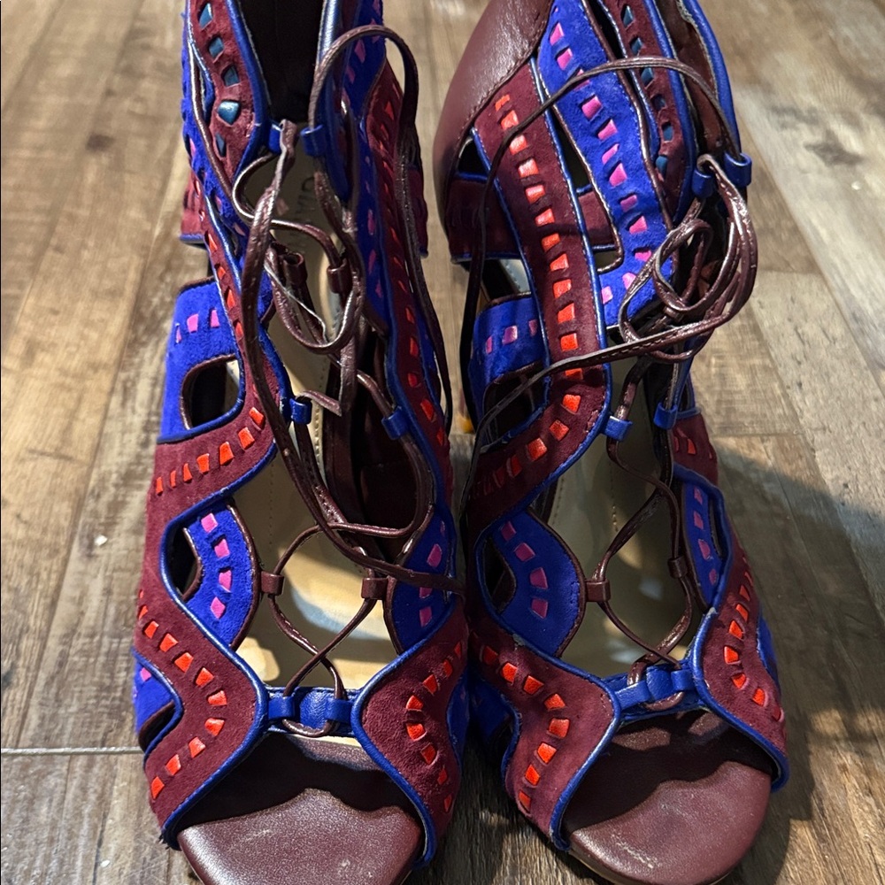 Gianni Bini Red and Blue Heeled Sandals